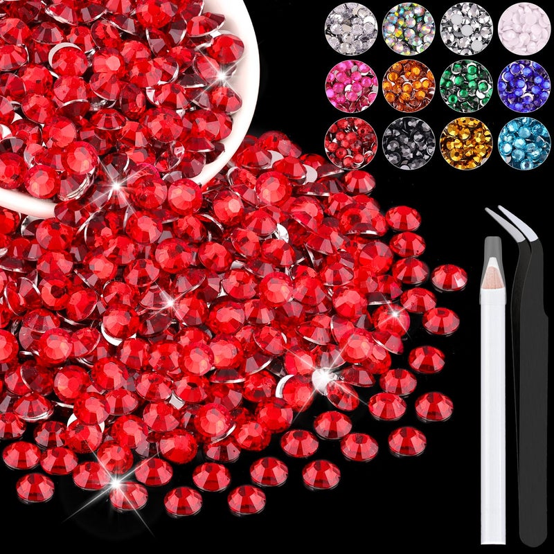 BELLEBOOST 1200PCS 6mm Resin Rhinestones in Bulk Red Bedazzling Flatback Crystals for Crafts DIY Nail Decoration Gems Charms for Tumbler Shoes Clothing Fabric with Pickup Pen and Tweezers - Image 3