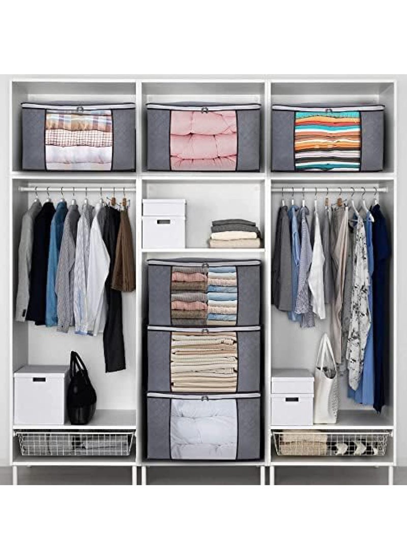 Rock Pow 5 Pack 60x40 cm Large Storage Bags 90L Clothes Storage Bins Foldable Closet Organizers Storage Containers with Durable Handles Thick Fabric for Blanket Comforter Clothing Bedding  - Image 2