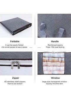 Rock Pow 5 Pack 60x40 cm Large Storage Bags 90L Clothes Storage Bins Foldable Closet Organizers Storage Containers with Durable Handles Thick Fabric for Blanket Comforter Clothing Bedding  - Image 3