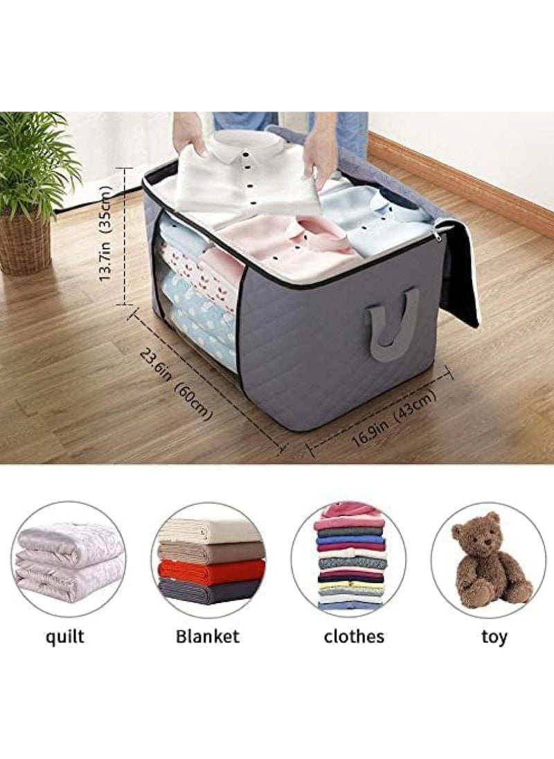 Rock Pow 5 Pack 60x40 cm Large Storage Bags 90L Clothes Storage Bins Foldable Closet Organizers Storage Containers with Durable Handles Thick Fabric for Blanket Comforter Clothing Bedding  - Image 5