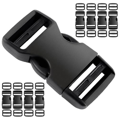 TKYZMS 8 Set 1 inch buckles for straps Clip Quick Side Release Buckles,buckle straps with 16 Pcs Slide Clips,plastic buckle clips Belt Buckle for Nylon Webbing Straps,belt buckles,Dog Collars - Image 1
