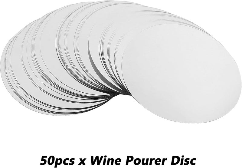 SYCOOVEN Round Wine Pourer Disks Wine Stopping Pour Spout Disks Aluminum Foil Wine Pouring Disks Reusable Wine Pourer Whisky for Wine Beverage Beer Liquid Dispensersize50pcs - Image 2