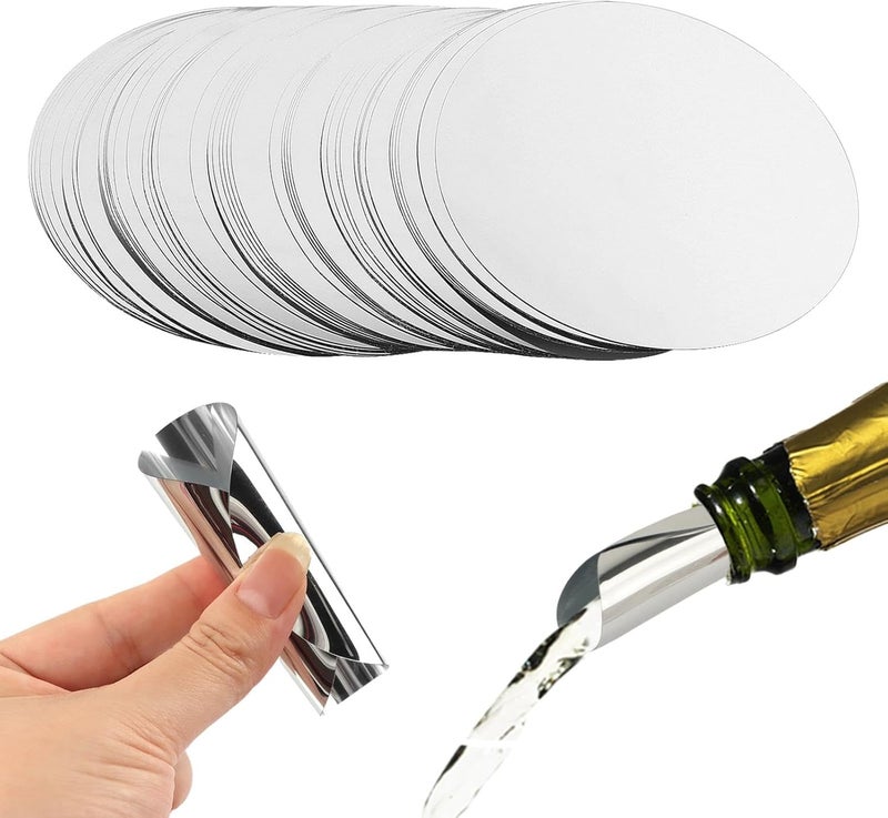 SYCOOVEN Round Wine Pourer Disks Wine Stopping Pour Spout Disks Aluminum Foil Wine Pouring Disks Reusable Wine Pourer Whisky for Wine Beverage Beer Liquid Dispensersize50pcs - Image 1