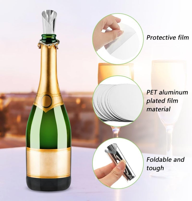 SYCOOVEN Round Wine Pourer Disks Wine Stopping Pour Spout Disks Aluminum Foil Wine Pouring Disks Reusable Wine Pourer Whisky for Wine Beverage Beer Liquid Dispensersize50pcs - Image 4