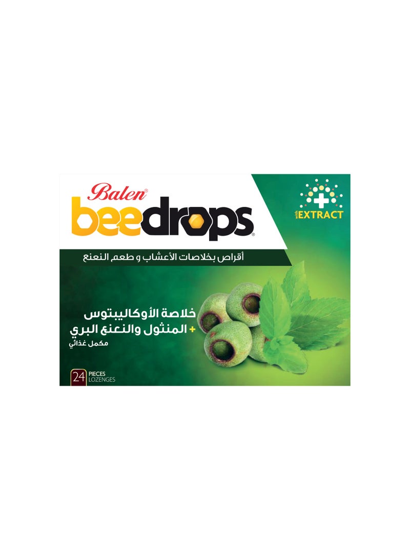 Balen Beedrops Mint Flavored Herbal Lozenges 24 Pieces - Eucalyptus + Menthol and Mint - Image 4