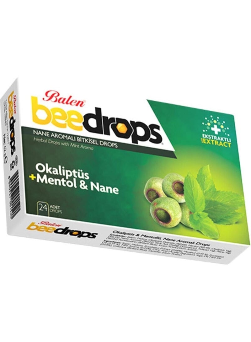 Balen Beedrops Mint Flavored Herbal Lozenges 24 Pieces - Eucalyptus + Menthol and Mint - Image 2