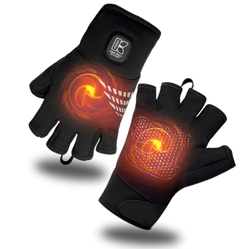 Kivdes Heated Gloves Fingerless for Women Man Rechargeable Electric Touchscreen Wearable Cold Winter Work Arthritis Pain Relief Hand Warmers Hot Compress Reusable (M) - Image 1