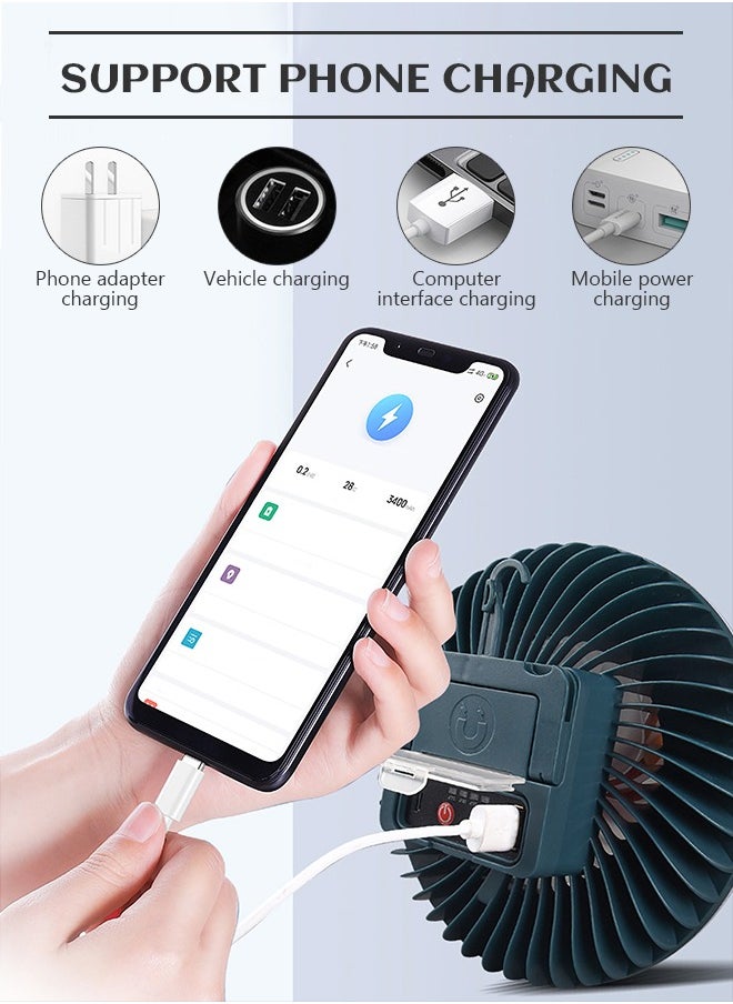 GROIC Hanging Magnetic Electric Fan with 54 LED Lights USB Rechargeable Lanterns For Camping, Outdoor, Home, Office  - Image 5