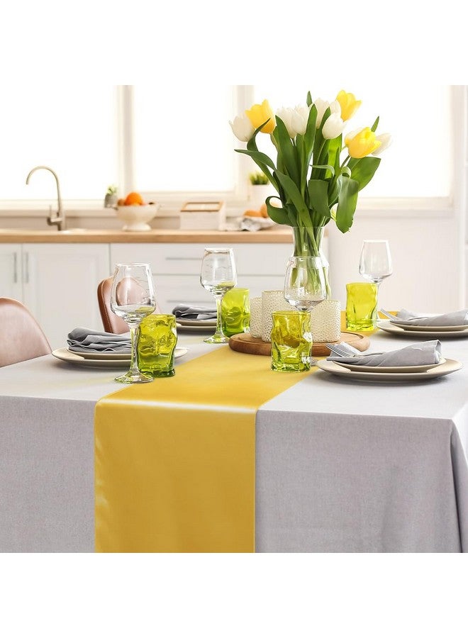 Aneco 12 Pack Satin Table Runner 12 x 108 Inch Gold Long Wedding Satin Silk Table Runner for Wedding Banquet Graduations Birthday Party Decoration - Image 4