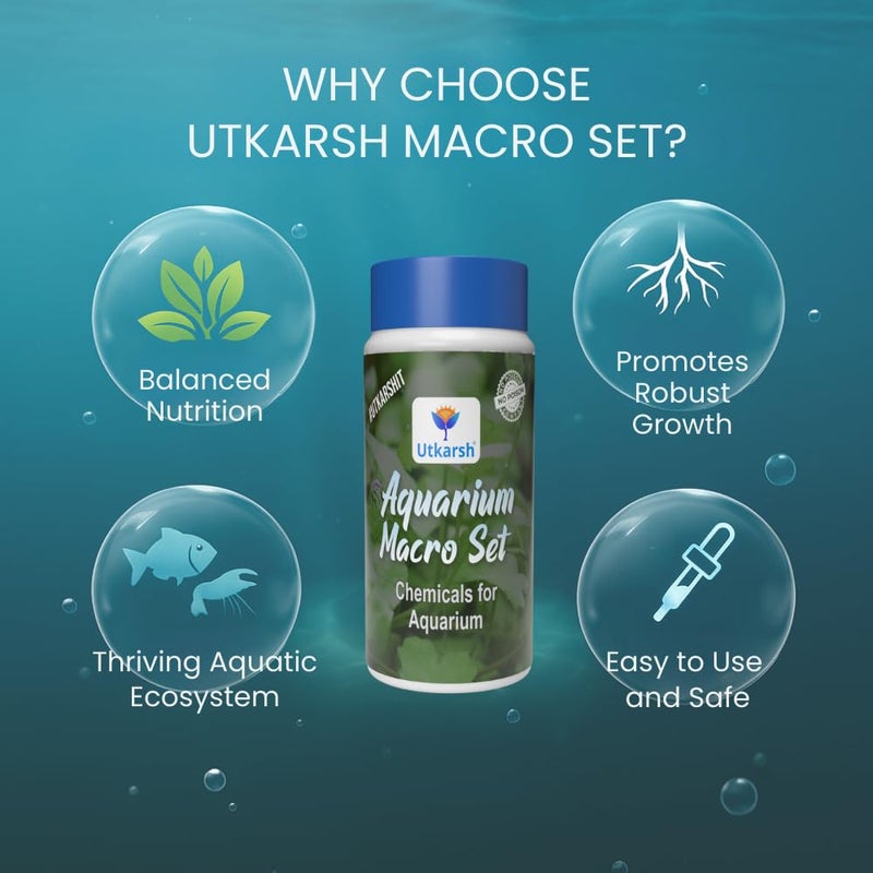 Utkarsh Aquarium Macro Set (Combination of Various Chemicals for Aquarium Plants), Provides Complete Macronutrient Solution for Healthy Aquatic Plants, Easy to Use & Safe (440 gm; Pack of 1) - Image 3