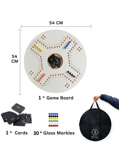 JACKAROOJOKER Jackaroo Joker White Circle Board Game For 4 Players Shape Board With Playing Cards, Marble Glass Balls, And Bag 4 Players