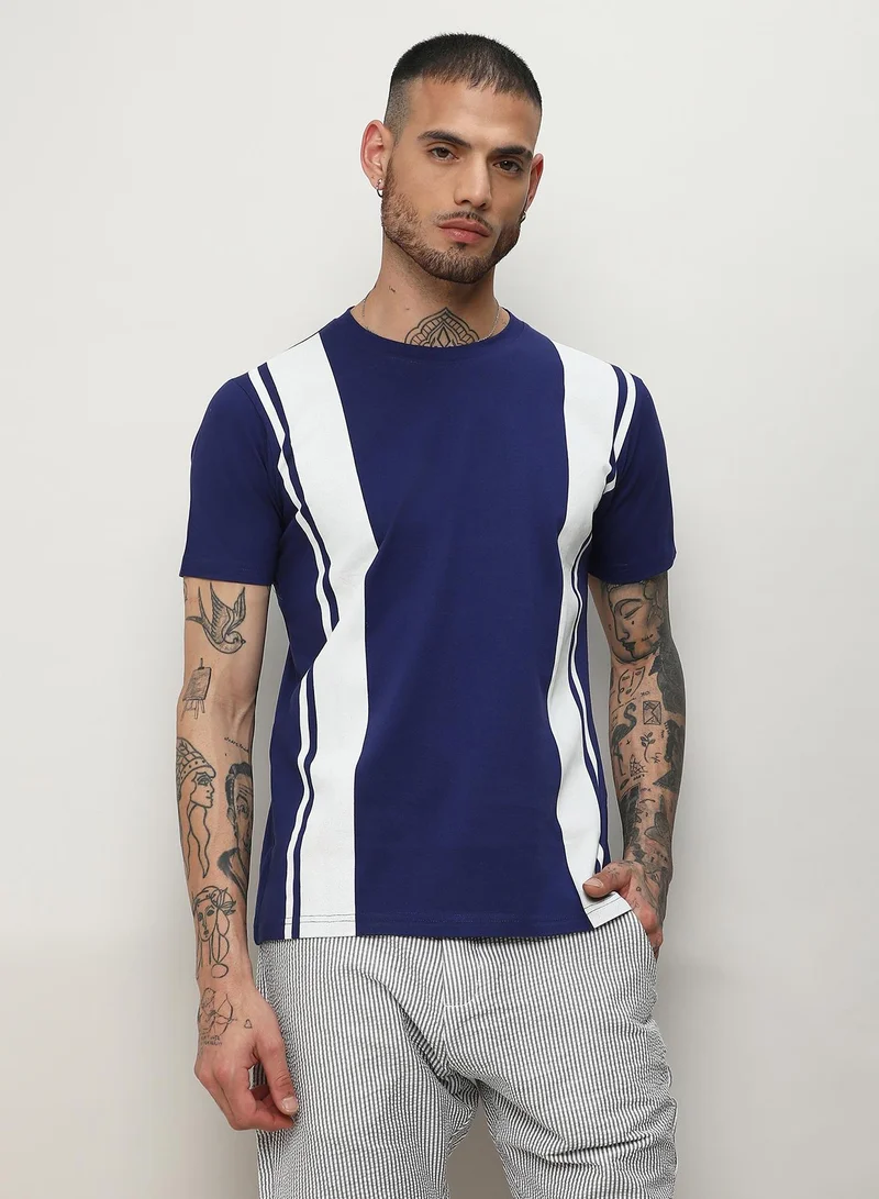 كامبوس سوترا تي شيرت رجالي بلوحة متباينة عمودية