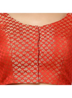 Studio Shringaar Studio Shringaar Women's Readymade Brocade Saree Blouse with Elbow Length Sleeves (2157-Red, 38)  - Image 3