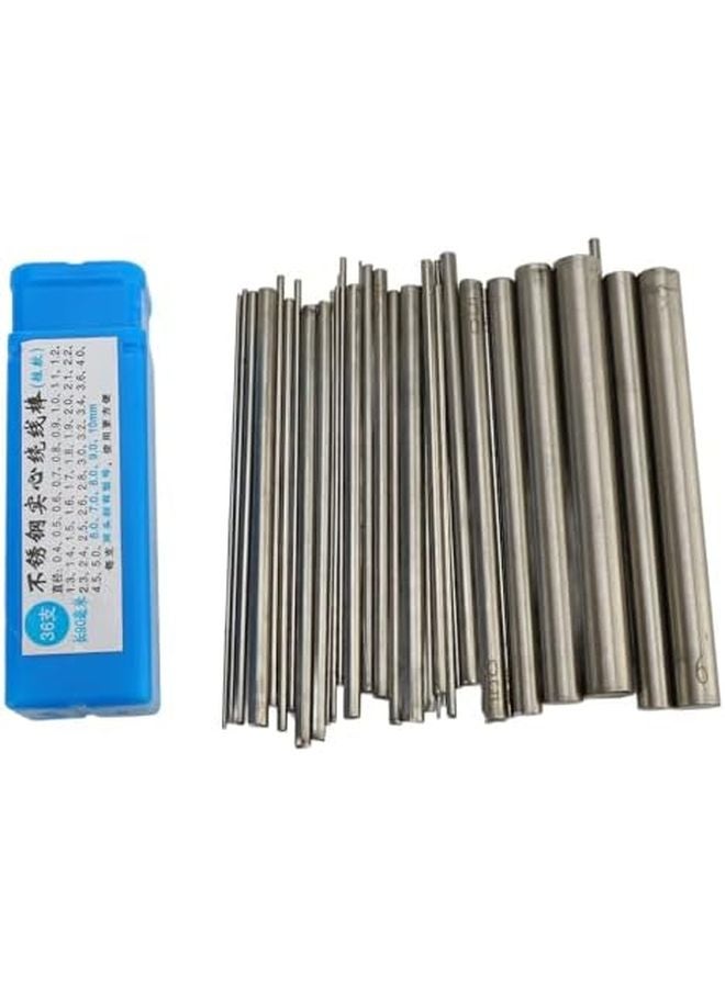 قضيب معدني دائري من الفولاذ المقاوم للصدأ بمقاسات من 0.4 مم إلى 10 مم، مجموعة 36 قطعة متعددة الاستخدامات لصناعة المجوهرات - Image 1