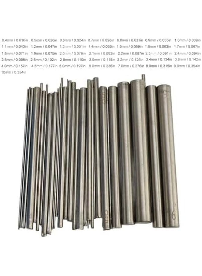 قضيب معدني دائري من الفولاذ المقاوم للصدأ بمقاسات من 0.4 مم إلى 10 مم، مجموعة 36 قطعة متعددة الاستخدامات لصناعة المجوهرات - Image 3