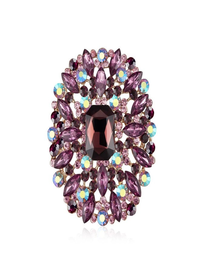 YOQUCOL Purple Rhinestone Zirconia Crystal Big Brooches for Women Glass Large Badge Pin Breast Flower for Jewellery Clothing - Image 1