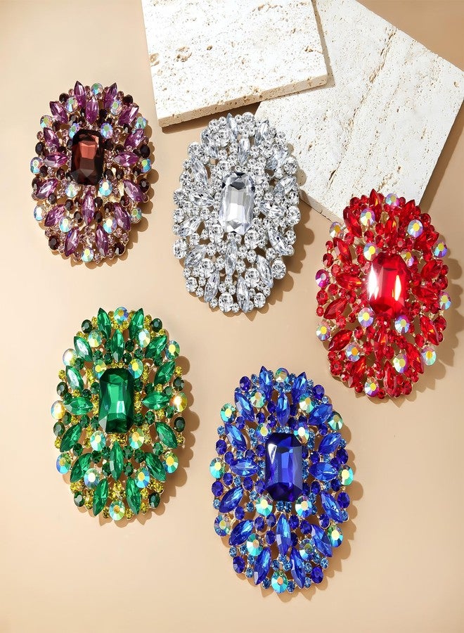 YOQUCOL Purple Rhinestone Zirconia Crystal Big Brooches for Women Glass Large Badge Pin Breast Flower for Jewellery Clothing - Image 5