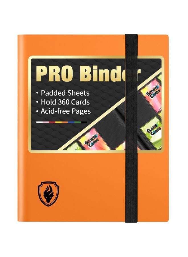 Fabmaker Heavy Duty Card Binder, 9 Pocket Trading Card Binder Holds 360 Cards, Side-Loading Card Album, Sturdy Card Collection Folder for TCG, MTG, Yugioh, Other Game Cards, Sport Cards, Orange - Image 1