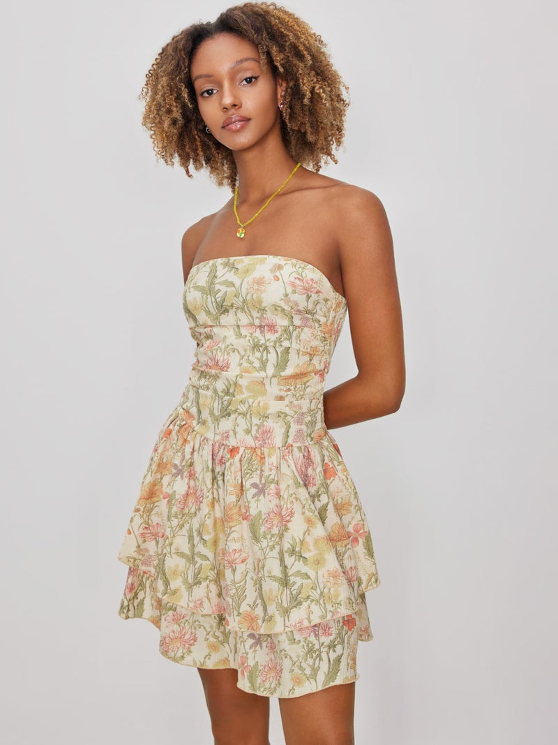 CIDER Women's Summer Floral Mini Dress Strapless Cocktail Dresses Tube Ruffle Hem Vacation Outfits - Image 3