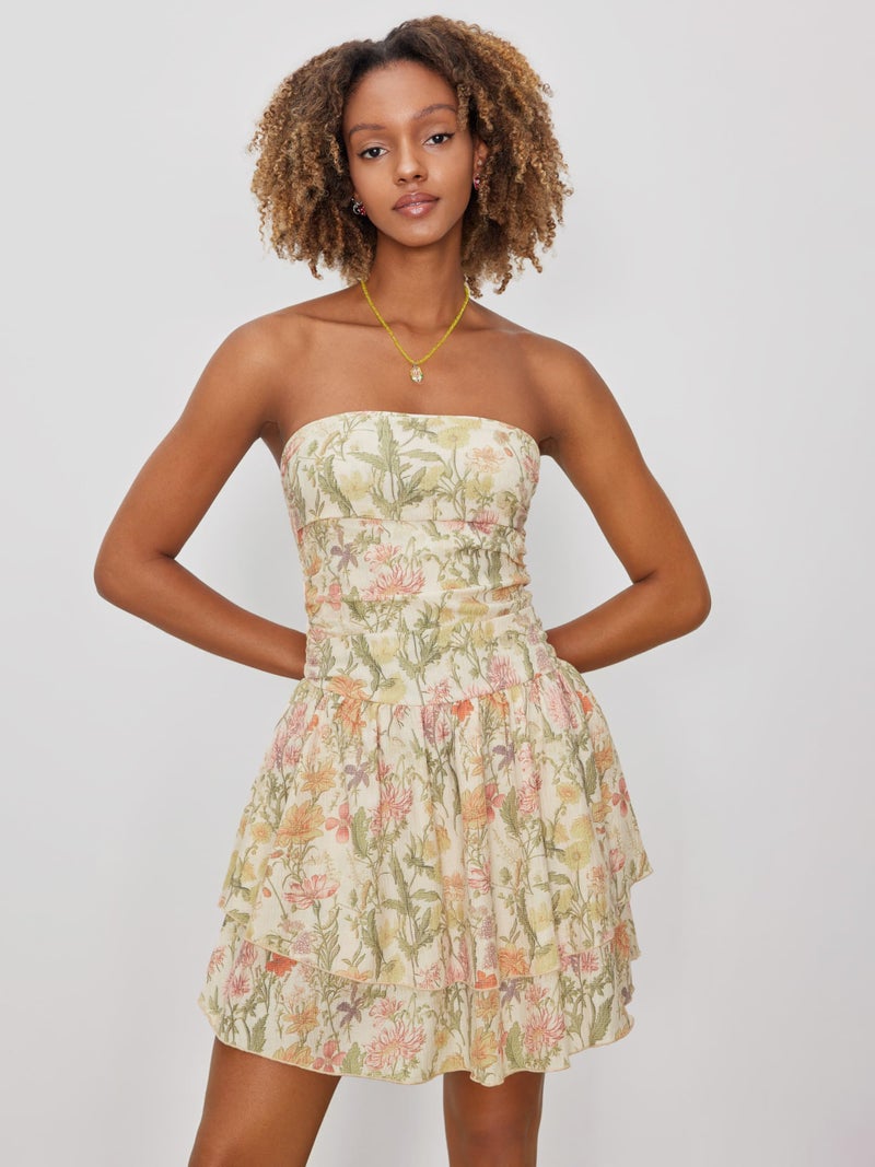 CIDER Women's Summer Floral Mini Dress Strapless Cocktail Dresses Tube Ruffle Hem Vacation Outfits - Image 4