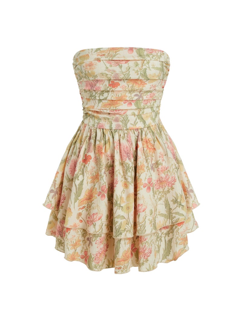 CIDER Women's Summer Floral Mini Dress Strapless Cocktail Dresses Tube Ruffle Hem Vacation Outfits - Image 1
