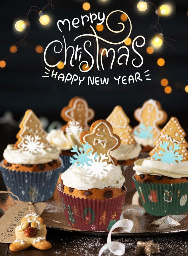 Lanstics 350PCS Christmas Cupcake Liners Kit, Paper Baking Cups Red Green Muffin Liners, Snowflake Topper Decoration, Elk Snowman Wrappers for Party Cake Decorations - Image 3