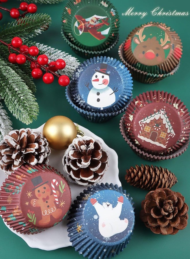 Lanstics 350PCS Christmas Cupcake Liners Kit, Paper Baking Cups Red Green Muffin Liners, Snowflake Topper Decoration, Elk Snowman Wrappers for Party Cake Decorations - Image 5