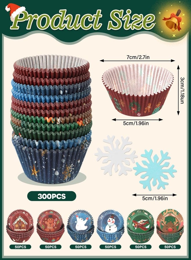 Lanstics 350PCS Christmas Cupcake Liners Kit, Paper Baking Cups Red Green Muffin Liners, Snowflake Topper Decoration, Elk Snowman Wrappers for Party Cake Decorations - Image 2