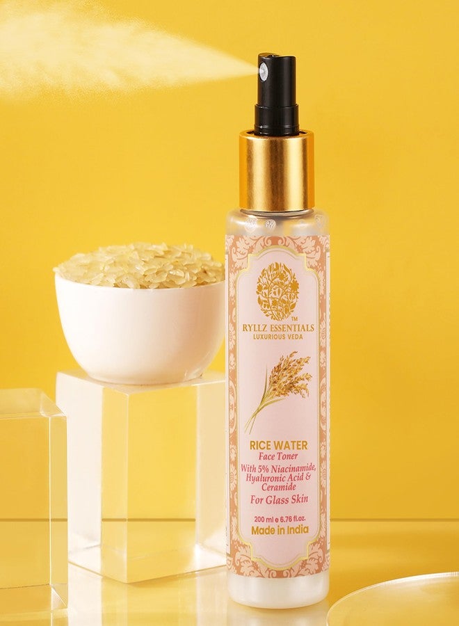 RYLLZ ESSENTIALS Rice Water Face Toner | with Rice Ferment Extract, 5% Niacinamide, Hyaluronic Acid, Ceramide & Peptide | for Glowing Skin, Tightens Pores & Uneven Skin Tone | for All Skin Types | For Glass Skin | Korean Skincare | 200ml - Image 3