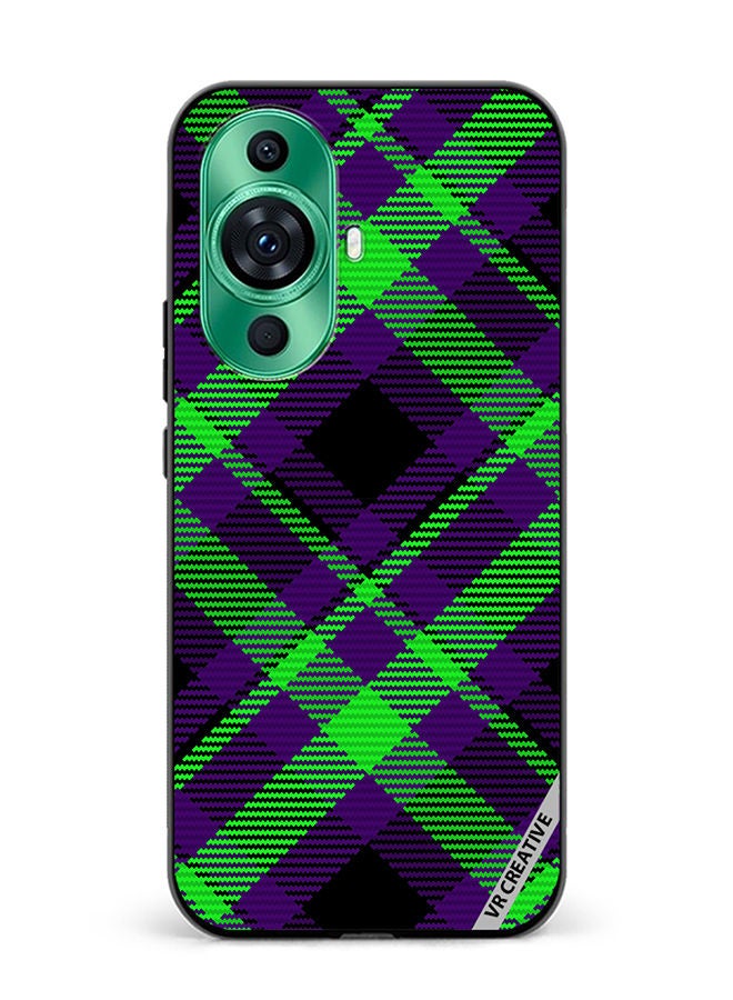 VR CREATIVE Protective Case Cover For Huawei nova 11 Black Green Checkered Design Multicolour - Image 1