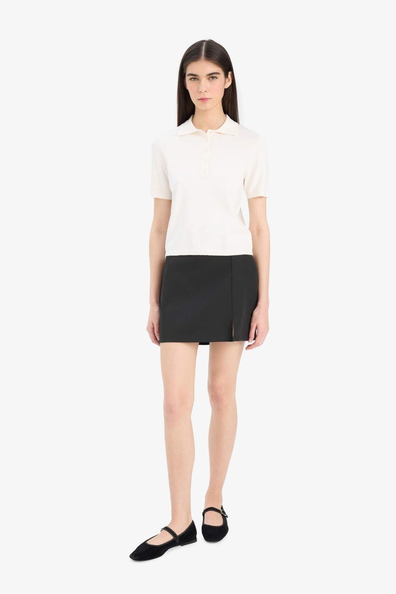 DeFacto A Cut Regular Waist Mini Black Skirt - Image 1