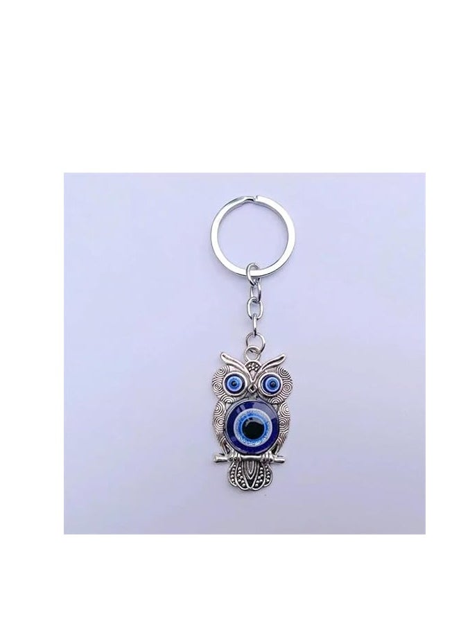 Generic - MySouq-Store [1 PCs] Turquoise Evil Eye Owl Key Chain Animal Key Ring Lucky Jewelry Auto Bag Accessories - Image 1