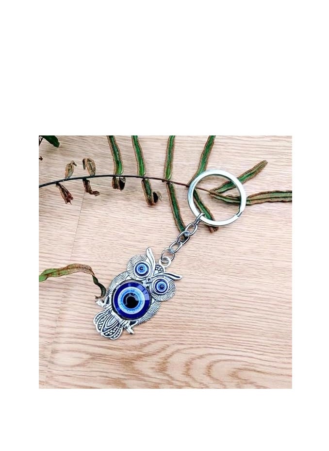 Generic - MySouq-Store [1 PCs] Turquoise Evil Eye Owl Key Chain Animal Key Ring Lucky Jewelry Auto Bag Accessories - Image 1