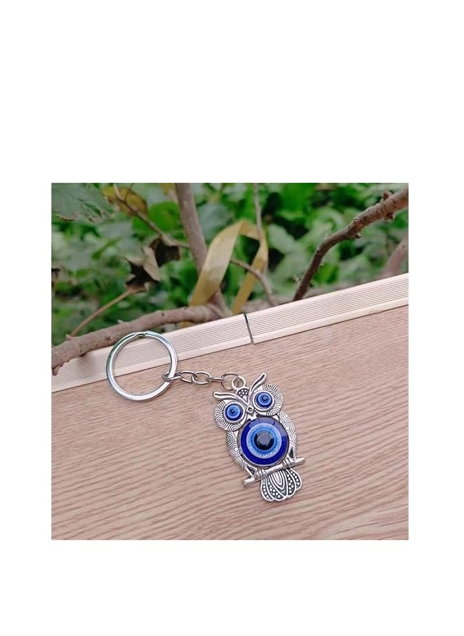 Generic - MySouq-Store [1 PCs] Turquoise Evil Eye Owl Key Chain Animal Key Ring Lucky Jewelry Auto Bag Accessories - Image 1