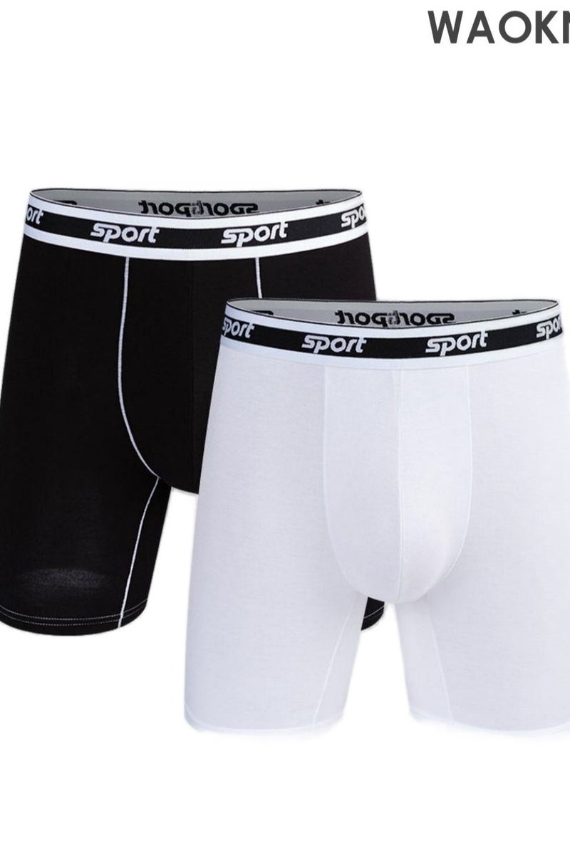 WAOKN 2Pack Over Size Men's Underwear Modal Flat Corner Pants, Extended Fitness Underwear, Breathable and Non stuffy Fashion Anti-Chafing Stretch Cotton, Breathable Stretch Cotton Moisture-Wicking Underwear - Image 1