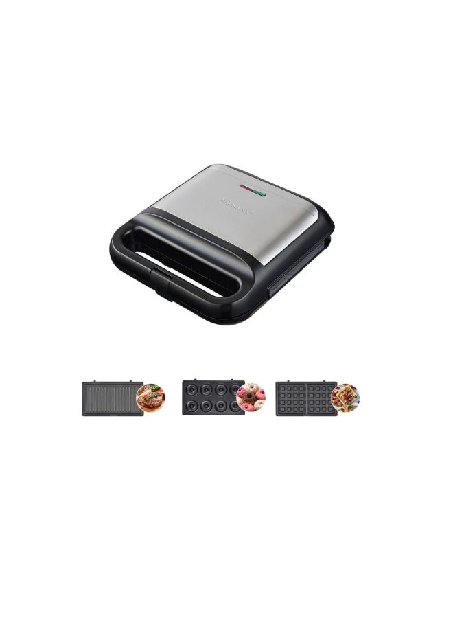 Sokany 3 in 1 Sandwich Maker Multi Color Model SK-08115N 1200 wa1200W Waffle Grill Sandwich & Donuts Non-Stick Plates 1-Year Official Warranty - Image 1
