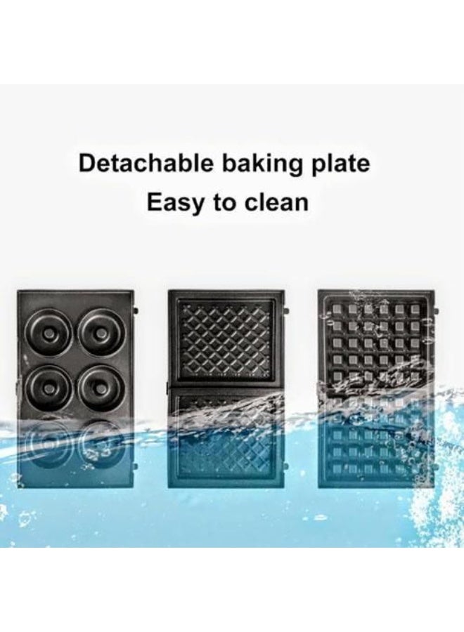 Sokany 3 in 1 Sandwich Maker Multi Color Model SK-08115N 1200 wa1200W Waffle Grill Sandwich & Donuts Non-Stick Plates 1-Year Official Warranty - Image 3