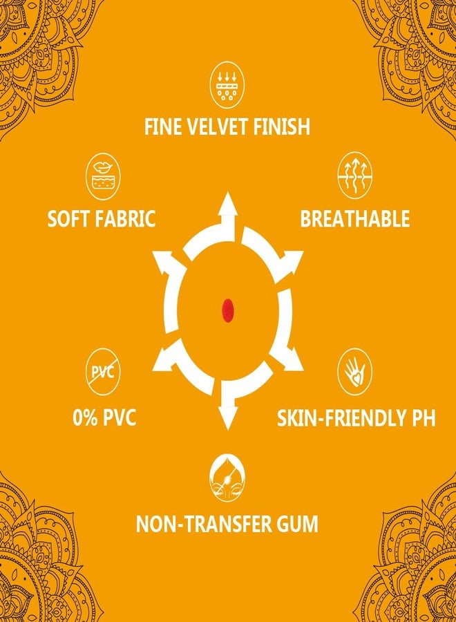 Eyetex Pallavi Sticker Bindi/Pottu|Oval|Aloe Vera & Papaya Extracts|Breathable Non-Irritating Velvet Fabric|O3|Red|20 Flaps - Image 3