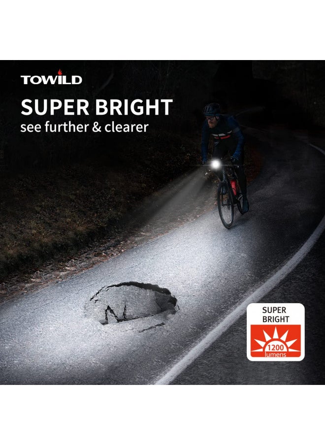 TOWILD CL1200 Bike Lights for Night Riding,Compatible with Garmin/GoPro Mount,1200 Lumen Bright Bike Headlight,4000mAh Rechargeable Battery,Waterproof Bike Front Light for Commuter Cyclists - pzsku/Z5AFA81E002217FDDCC5EZ/45/_/1732282784/7e72558d-cbd9-47e2-8b50-74be62e11c68