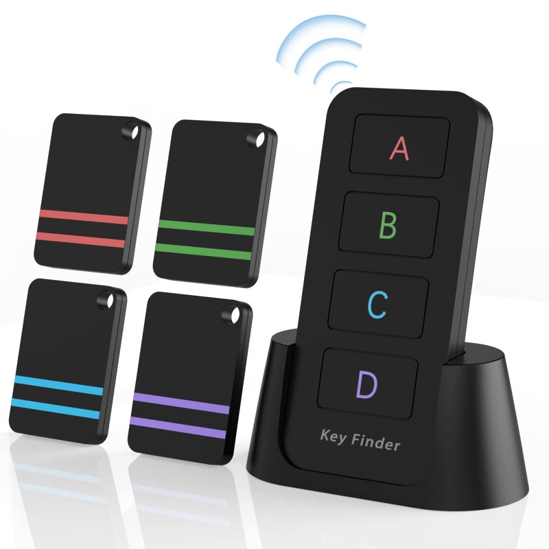 Jegoteer Jegoteer Remote Control Finder, Pack of 4 Find My Keys Device | Stick on Remote Finder Beeper, Tracker Tags for Car Keys and Phones | 120Ft Range 80dB RF Key Locator, Lost Key Finders That Make Noise  - Image 1