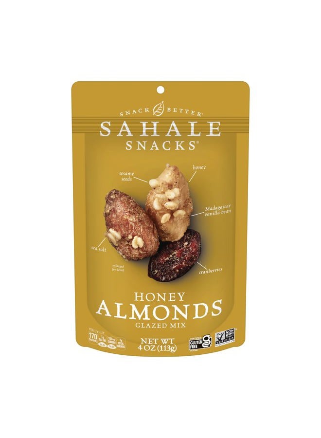Sahale Snacks Honey Almonds Glazed Mix, 4 oz Pouches (6 Packs) - Dry-Roasted Deluxe Mixed Nuts with Tart Cranberries & Madagascar Vanilla - Non-GMO, Kosher, & Certified Gluten-Free Snacks - Image 1