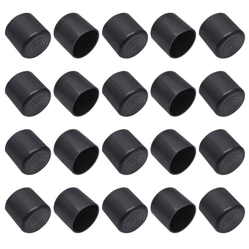 Bonsicoky 20Pcs Round Rubber Furniture Leg Caps 125mm Vinyl Flexible Chair Leg Floor ProtectorsCovers Plastic End Caps for PatioIndoor Furniture Leg Caps Railing Black
