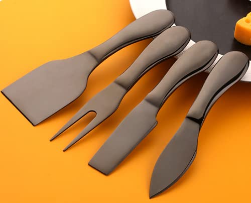 MBBITL Black Cheese Knives Set 6 Piece Slicer Cutter Fork Spreader Tool Collection Stainless Steel - Image 2