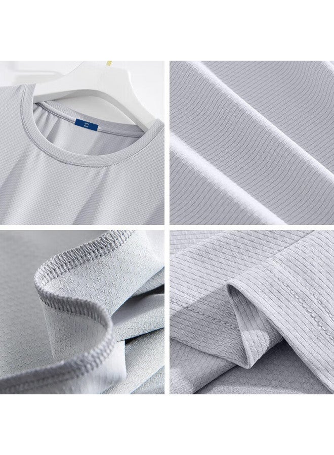 Geniolamode Men's T-shirt, Summer Ice Silk Cool-feeling, Simple Casual Loose Fit, Quick-dry Sweat-wicking Short Sleeve, Trendy Men's Clothing, White, L - Image 3