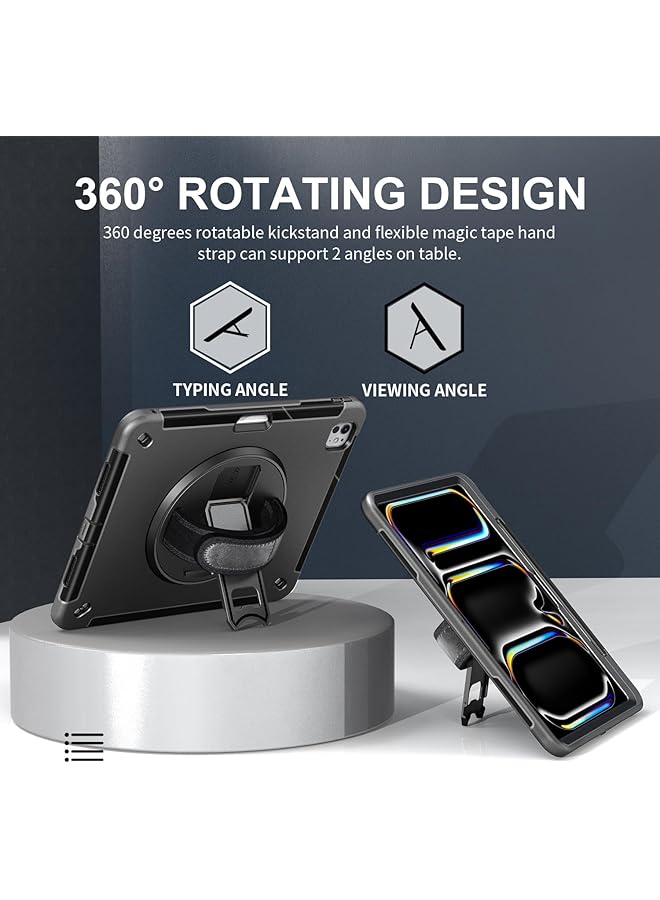 erorex Tablet Case Compatible With Ipad Pro 13 Inch 2024 M4 7Th Gen Military Grade Heavy Duty Shockproof Cover With Pen Slot Shoulder Strap Multi-View Bracket - Image 2