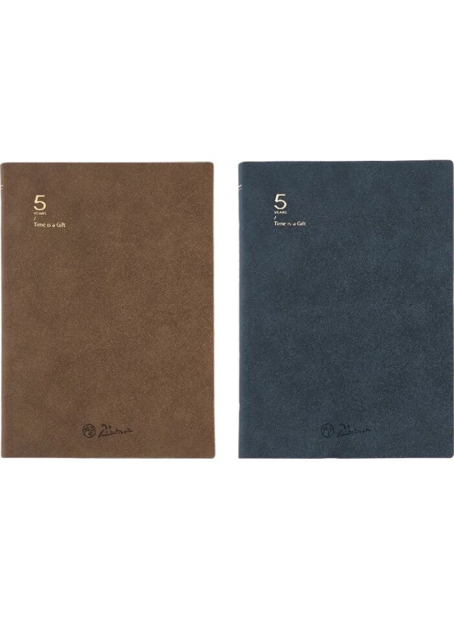 Pimio Picasso Five-Year Diary Notebook, One Question 365-Day Time Planner, Schedule Book, Journal, Vintage Doraemon Paper, Gift Box Packaging, Deep Red - Image 3