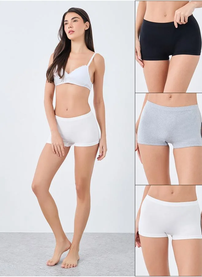 Styli Styli Pack of 3 - Solid Cotton Boyshorts