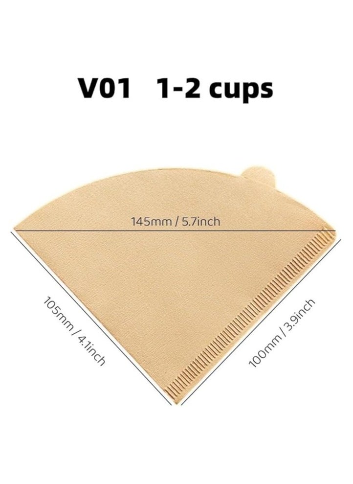 Disposable Coffee Filters V60 Cone Unbleached Paper Coffee Filters | Coffee Filter Compatible with Drip and Pour Over Coffee Machines Can Be Used in Home and Office ( Brown, 01 (1-2 Cups))