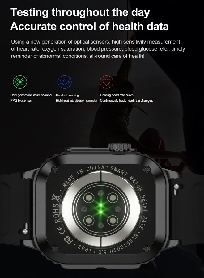 RollsTimi  Men's Smart Watch Outdoor Sports Waterproof Watch HD Screen Display Bluetooth Call Multi-sports Mode Sports And Sleep Monitoring RT-DK66 Orange Tape - Image 4