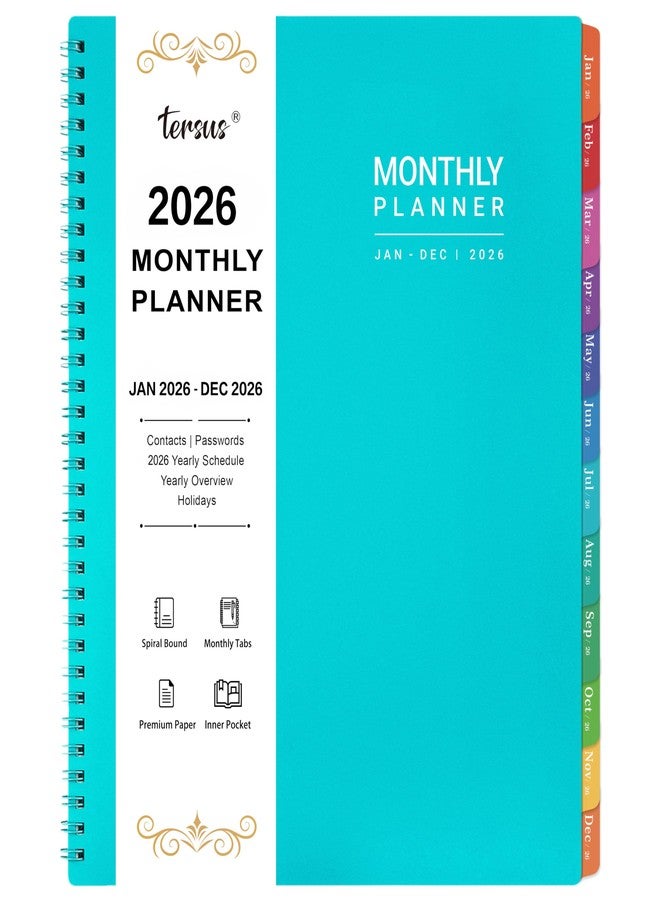 ترسيز مخطط شهري لعام 2026 - من يناير 2026 إلى ديسمبر 2026، تقويم لمدة 12 شهرًا، مقاس 9 × 11 بوصة، فواصل شهرية ملونة، مناسب للمدرسة والعمل - Image 1